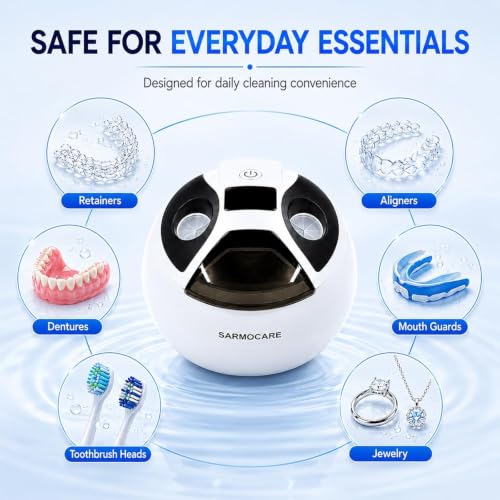 45kHz Ultrasonic Retainer Cleaner Machine, 200mL Dental Cleaning Pod