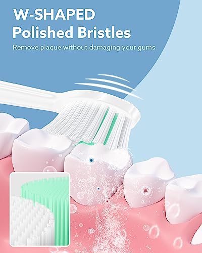 Operan Electric Toothbrush for Adults and Kids Rechargeable Sonic Toothbrush with 5 Modes 2-Min Smart Timer IPX7 Waterproof 40,000 VPM Motor with 8 Brush Heads & Travel Case (Pink, 1Pack) Pink
