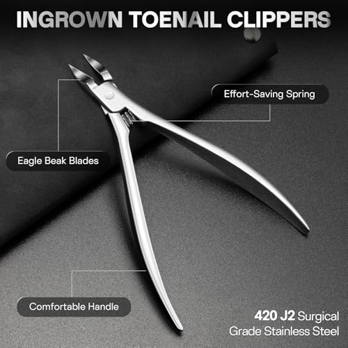 6PCS Ingrown Toenail Treatment Set, Professional Pedicure Tools for Feet, Ingrown Toenail Removal Kit with Leather Case Foot Nail Care Tools Manicure Set for Ingrown Toenails Calluses Corn & Dead Skin 6PCS
