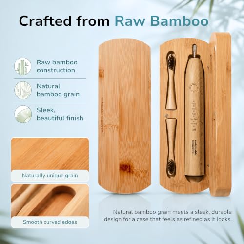 Sustainable Tomorrow Zen and Junior Bamboo Premium Electric Toothbrush Holder Case | Eco-Friendly Bathroom Storage Box | Heavy Duty Oral Care Organiser for Adults & Kids
