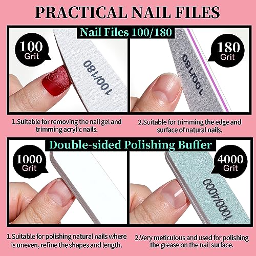 FANDAMEI Manicure Kit, Nail Files 100/180, Cuticle Nippers, Nail Buffer Block, Cuticle Pusher, Cuticle Peeler, Ingrown Toenail Tool, Toenail File, Nail Care Kit, Nail Tools for Manicure, White H-white