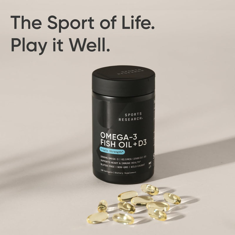 Sports Research¬Æ Alaskan Omega-3 Fish Oil 1040mg + Vitamin D3 2500iu - Supports Brain & Heart Health - MSC Certified Sustainable ¬∑ Wild-Caught ¬∑ Non-GMO ¬∑ Triglyceride Form - 120 Count Softgels - BeesActive Australia
