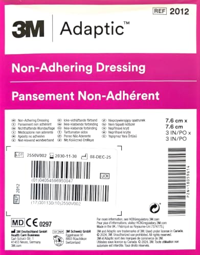 3M Adaptic Non-Adhering Dressing, 7.6 cm x 7.6 cm, Box of 50