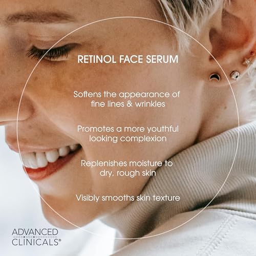 Advanced Clinicals Retinol Serum For Face + Hyaluronic Acid Moisturizer + Vitamin C Serum 3PC Skincare Set For Women & Men | Anti Aging Serums For Brightening, Firming, & Hydrating | 1.75 Fl Oz, 3pc Vitamin C + Retinol + Hyaluronic Acid