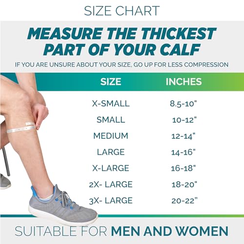 Run Forever Calf Compression Sleeve for Men & Women, 20-30mmHg Compression Medium 2-pair Black & Grey