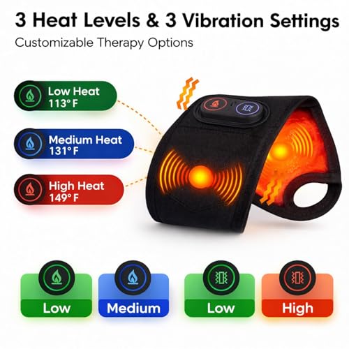 2026 Upgraded 3000mAh Rechargeable Heated Brace with Vibration & Adjustable Heat, Wrist Pain Relief for Home or WorkCordless Wrist Massager for Carpal Tunnel