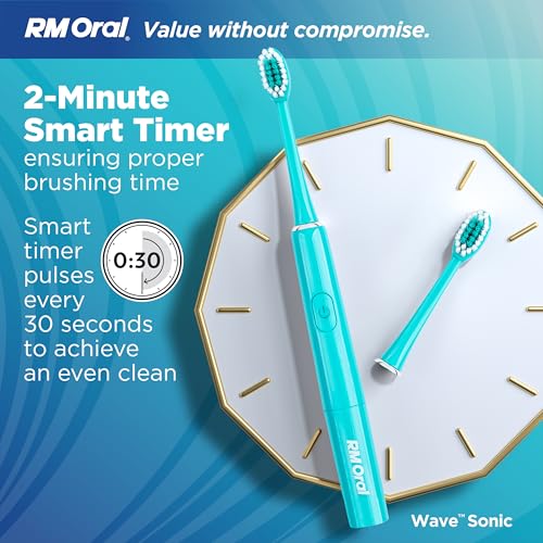 RM Oral Wave Sonic Battery Toothbrush, Soft Bristles - Aquamarine