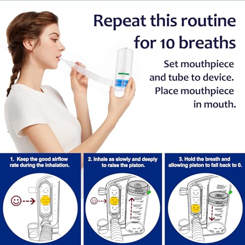 Breathing Exercise Device for Lungs, Lung Exerciser Device – Deep Breathing Trainer for Respiratory Health & Recovery Transparent-green