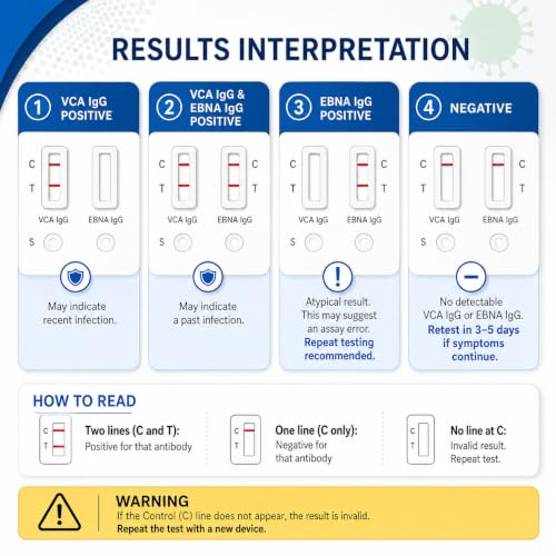 EBV Test at-Home Testing, Easy to Use and Read, Highly Accurate, Quick Results Within 15 Minutes, Against EBV’s VCA and EBNA