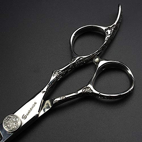 6/7/8-Inch Professional Hair Scissors Haircut Rose Pattern Hair Scissors Styling Tools Japanese Stainless Steel Scissor Set (6-in thinning scissors) 6-inch Thinning Scissors