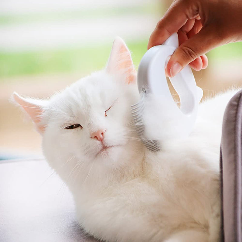 Leo's Paw The Original Pet Hair Removal Massaging Shell Comb Soft Deshedding Brush Grooming and Shedding Matted Fur Remover Dematting tool for Long and Short Hair Cat Dog Puppy Bunny (White) White - BeesActive Australia