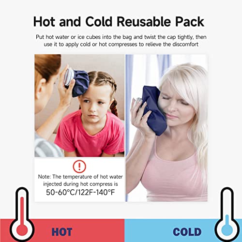 BICAREE Ice Pack for Injuries Reusable, Ice Bags Hot Water Bag for Hot & Cold Therapy and Pain Relief with Cover, No-Leak Elastic Breathable Ice Bag, Size 9" 9''