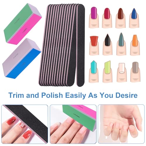 Nail File and Buffer Set, 4 Way Nail Buffers Shine Kit Professional Nail Files for Natural Nails Manicure Filer Filing Polishing Buff Nail Care Smoother Buffing Fingernail 100/120/240/600/3000 Grit