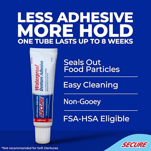 Secure Denture Adhesive Cream, Zinc Free Denture Glue, 1.4 oz, 2 Pack