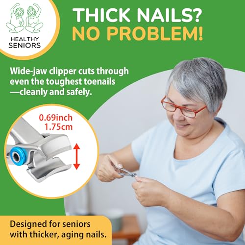Healthy Seniors Nail Clippers Set, Easy Grip 360 Rotary Fingernail Clipper, Sharp Heavy Clippers for Thick Nails. Perfect for Diabetics or Seniors Suffering from Arthritis 3