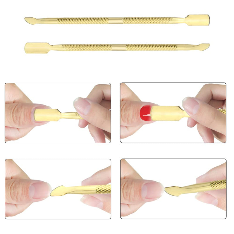 8Pieces Cuticle Trimmer Cuticle Nipper Cuticle Remover Cuticle Cutter with Cuticle Pusher Stainless Steel Cuticle Cutter Clipper Nail Tools for Fingernails and Toenails (Gold) Gold