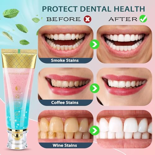 2Pack Niacinamide Whitening Toothpaste,Stain-Removing, Fluoride-Free, with Natural Cherry Blossom & Mint Flavor. Helps Reduce Stains, Freshens Breath, and Improve Gum Health (2) 2
