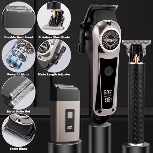 3in1 Hair Clippers Set for Men,Hair Clipper Trimmer with LED Display,Professional Cordless Hair Clipper Shaver Beard Trimmer, Hair Cutting Machine,Fathers Day Gift for Dad Men Husband Black