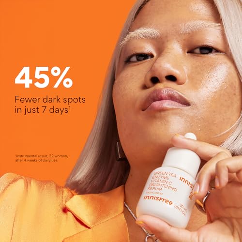 Innisfree Green Tea Enzyme Vitamin C Serum for Brightening Dark Spot Correction, Korean Face Serum for Radiant Glow 1.01 fl .oz. / 30ml: Full Size