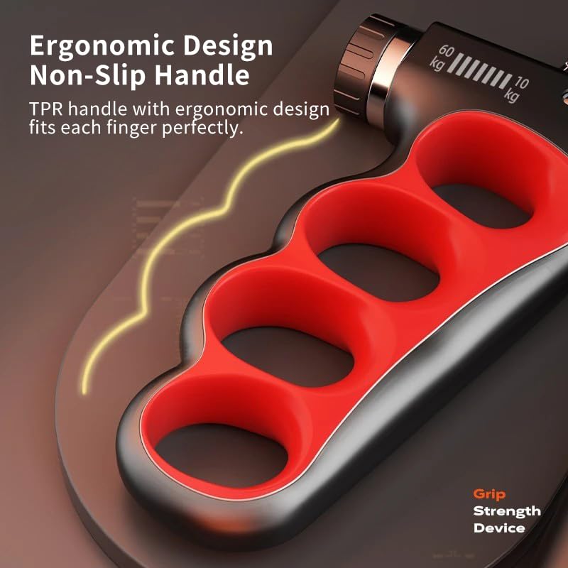 Grip Strength Trainer, Hand Grip Strengthener with Adjustable Resistance 11-220Lbs(5-100KG), Automatic Counter, Ergonomic Design, Forearm Strengthener for Musicians Athletes and Injury Recovery Orange - BeesActive Australia