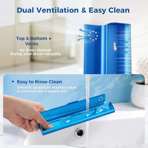 Toothbrush Travel Case Aluminum, Portable Toothbrush Holders, 1Pack Black, 1Pack Blue, Bundle Product