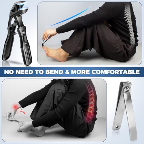 Toenail Clippers for Seniors Thick Toenails, 2026 Upgrade Angled Nail Clipper for Seniors, Toe Nail Clippers for Men with Wide Jaw Opening, Heavy Duty Fingernail Clipper Black Angled Nail Clippers