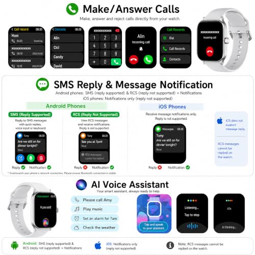 Smart Watch, GPS & Free Maps, 1.96" HD Screen, AI, Bluetooth Call & Text Gray 1.96"