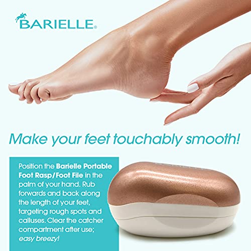 BARIELLE Portable Oval Gold & White Clamshell Foot File/Foot Rasp with 2.5oz Total Care Foot Cream 2-PC Foot Care Set
