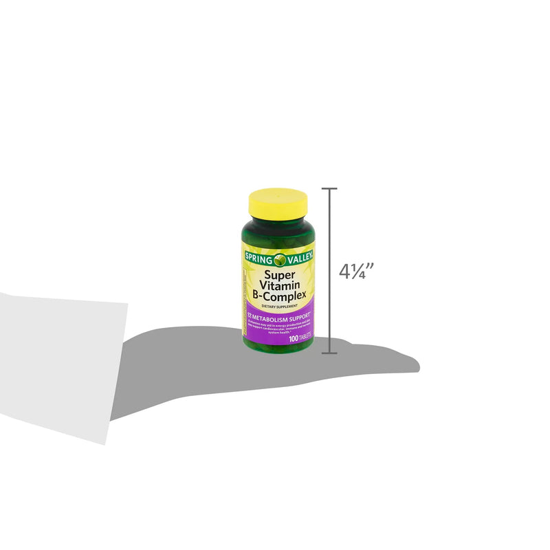 Spring Valley Super B Complex 100 Tablets Energy Support Bundle with Lual's 45 Diabetes Decoded