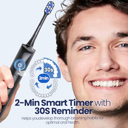 Electric Toothbrush for Adults, 180-Day Battery, Black