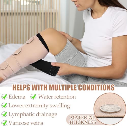 3 Pairs Lymphedema Compression Leg Wraps 20-50 MmHg, Black-nude Black-complexion Leg Wrap
