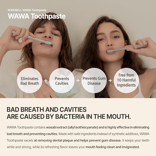 ROROBELL Wawa Toothpaste Made for My Boyfriend's Bad Breath, Sensitive Teeth, Improvement of Gum Problems/Peppermint Flavor/Made with Wasabi I 3.53 fl.oz (Pack of 3) 3.53 Ounce (Pack of 3)