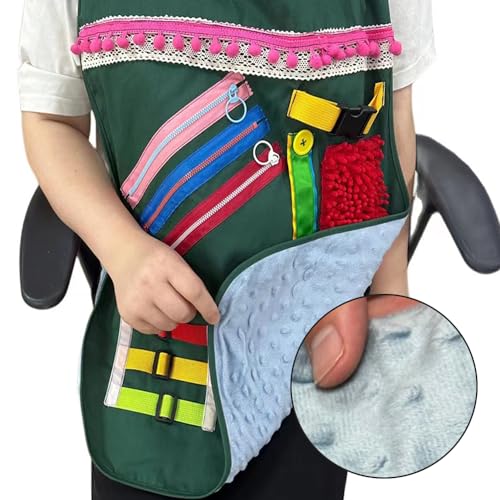 Elderly Sensory Apron, Fidget Blanket for Dementia Alzheimer, Calming Anxiety Relief Aids for Comfort & Stimulation