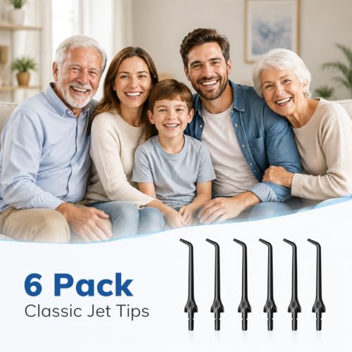 350ML Water Flosser with Travel Bag & 6 Pack Classic Jet Tips Replacement