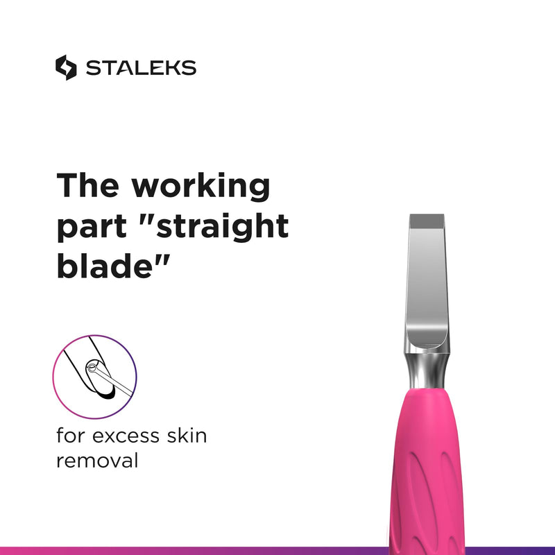 Staleks Pro Manicure Pusher UNIQ 10 Type 6 – Silicone Handle – Wide Rounded Pusher & Nail Cleaner - BeesActive Australia