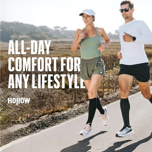 HOLLOW Alpaca Compression Socks for Women & Men, 15-20 mmHg Wide Calf Medium Grey