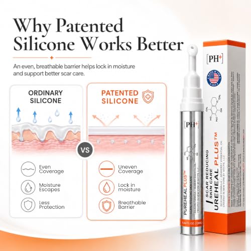 Patented Silicone Gel for Scars, Surgery, Burns & Acne 13g - Surgeon-Developed Scar Removal Cream for Surgical Scars, Old & New Scars, C-Section, Keloids, Stretch Marks, Made in USA