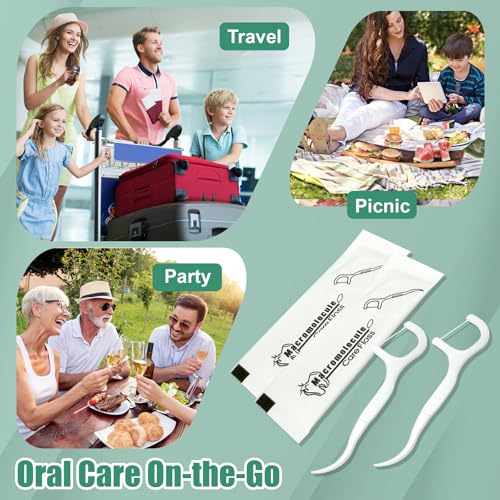 500 pcs Dental Flossers Each Individually Wrapped, Floss Singles Bag, Travel Hotel Restaurant Office Car Dental Floss Picks Oral Care Teeth Clean Flat Wire (Random new/Old Packaging) 500