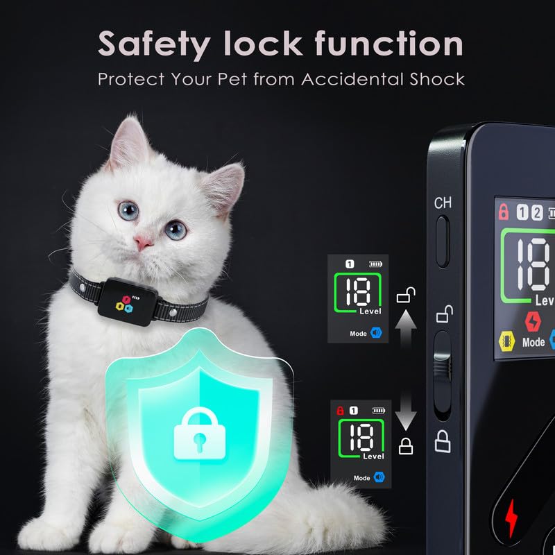 Cat Training Collar Cat Bark Collar with Remote Electric Cats Shock Collar 3300FT IP67 Waterproof 3 Training Modes Beep Vibration Shock Mode Top Meowing Effective for Bad Behavior Pink - BeesActive Australia