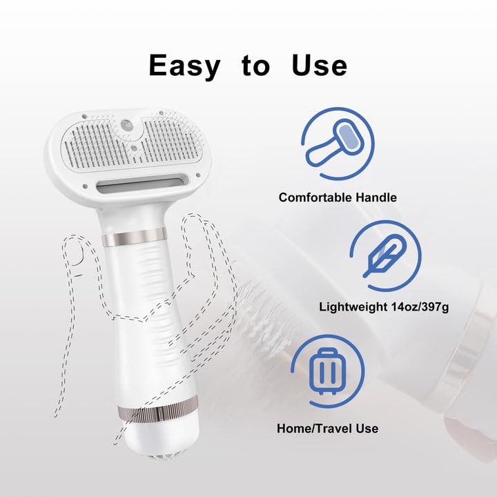 3 in 1 Pet Hair Dryer with Slicker Brush & Steam Spray, Self-Cleaning Wet Pet Grooming Brush with USB Rechargeable for Dogs/Cats Shedding, Cleaning, Grooming Home & Travel - BeesActive Australia