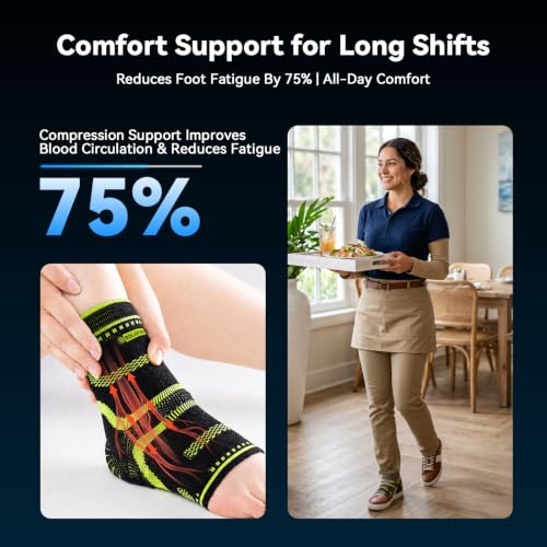 Ankle Brace for Men & Women, Compression Ankle Support with Dual Silicone Pads & Wraparound Strap for Sprained Ankle, Ankle Instability, Tendon Support & Everyday Stability (Black, Medium) Black-Medium