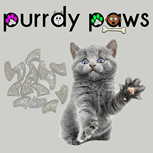40 Pack Soft Nail Caps for Cat Claws Silver Holographic Glitter Kitten - BeesActive Australia