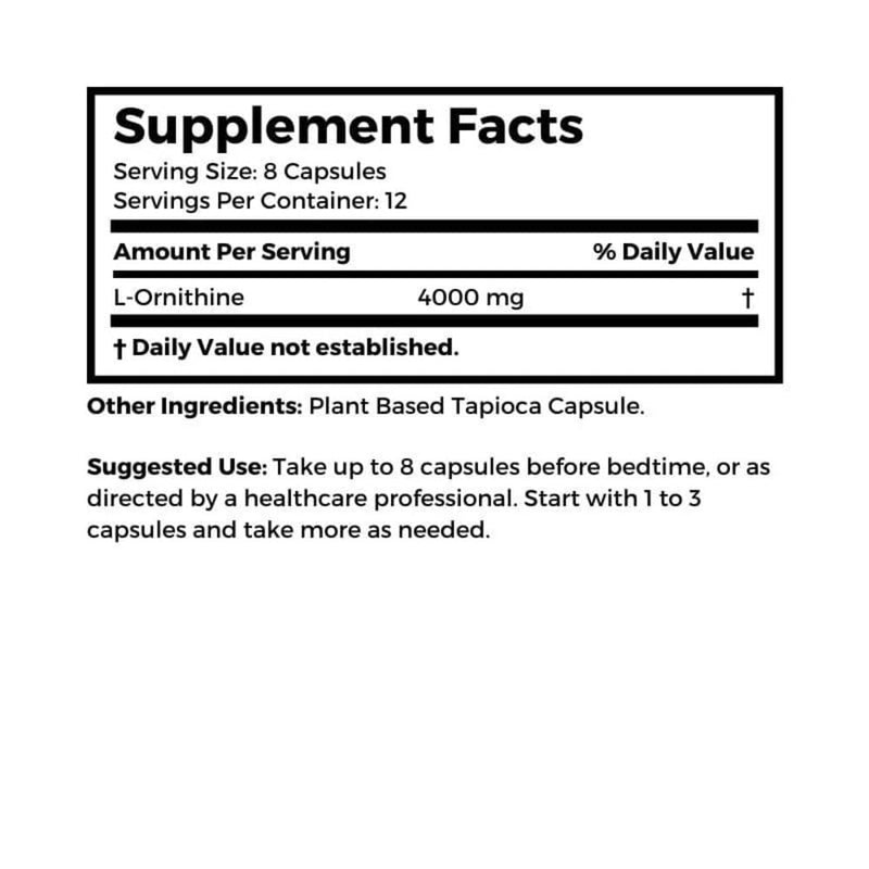 Dr Clark Ornithine Dietary Supplement 500mg, 100 Tapioca Capsules, Pure Amino Acid Support for Natural Sleep Aid, Promotes Protein Metabolism, Cleansing and Detoxification, Non-GMO & Gluten Free Plant-Based Tapoica Capsules