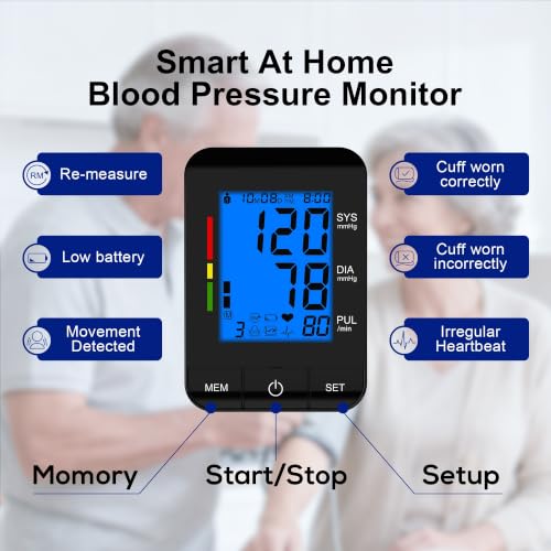 Automatic Upper Arm Blood Pressure Monitor for Home Use with 9-17&13-21 in Blue