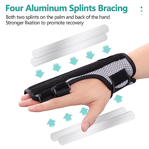 lefeke Trigger Finger Splint, Multi Finger Brace for Middle, Index, Pinky, or Ring Fingers, Hand Brace with Finger Support, Straightening Immobilizer for Broken Fingers, Arthritis, Contractures M Black