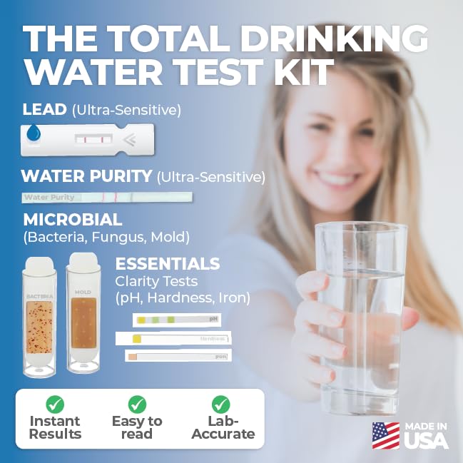 Drinking Water Test Kit, Detekt (USA) DIY for Lead, Bacteria, Mold & pH 1 Water Sample