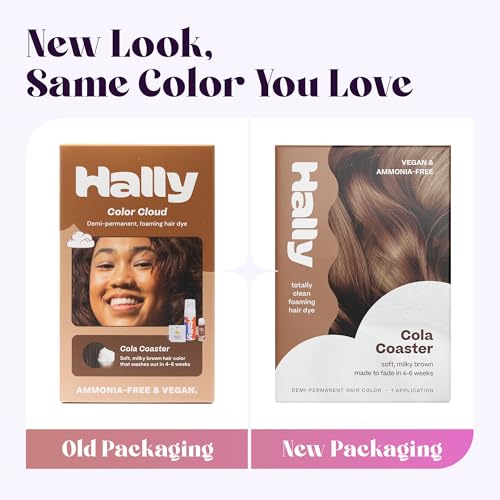 Hally Hair Color Cloud Demi-Permanent Cola Hair Color Foam, 4 fl oz Cola Coaster