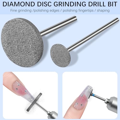 Sanding Disc Nail Drill Bits,Diamond Carbide Nail Drill Bit,Professional Manicure & Pedicure Sanding Polishing Bits for Shaping Nail Forms,Cracked Skin Callus Removal for Home Salon & DIY Large Flat Head