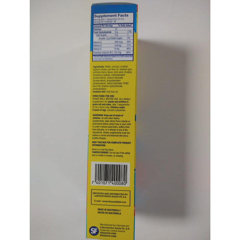 Ballena Azul Aceite de Hígado de Bacalao para Adultos y Niños, COD Liver Oil for Adults and Children, Good Source of Vitamins A,D,E, B1, Dietary Supplement, Omega 3