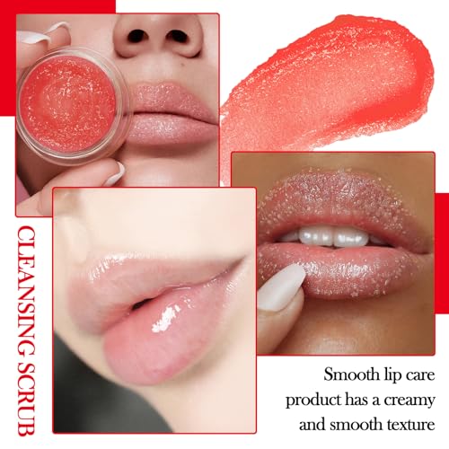 2PCS Strawberry & Orange Conditioning Lip Scrub Kit,Moisturizing Lip Sleeping Mask Long Lasting Hydrating Lip Scrubber Exfoliator Lip Care Products for Men & Women A